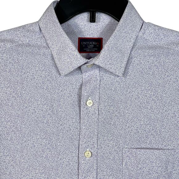 UNTUCKit Large Slim Fit Button-Up Shirt Short Sleeve Pocket Stretch Lightweight - Picture 2 of 7